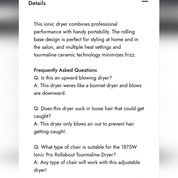 CAREGIVER? Modern Elements Ionic Pro Rollabout Tourmaline Dryer - Picture 2 of 2